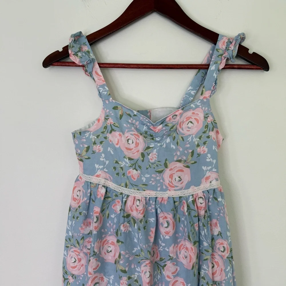 Haute Hippie Pink Blue Cottagecore Floral Dress Size Kids 10